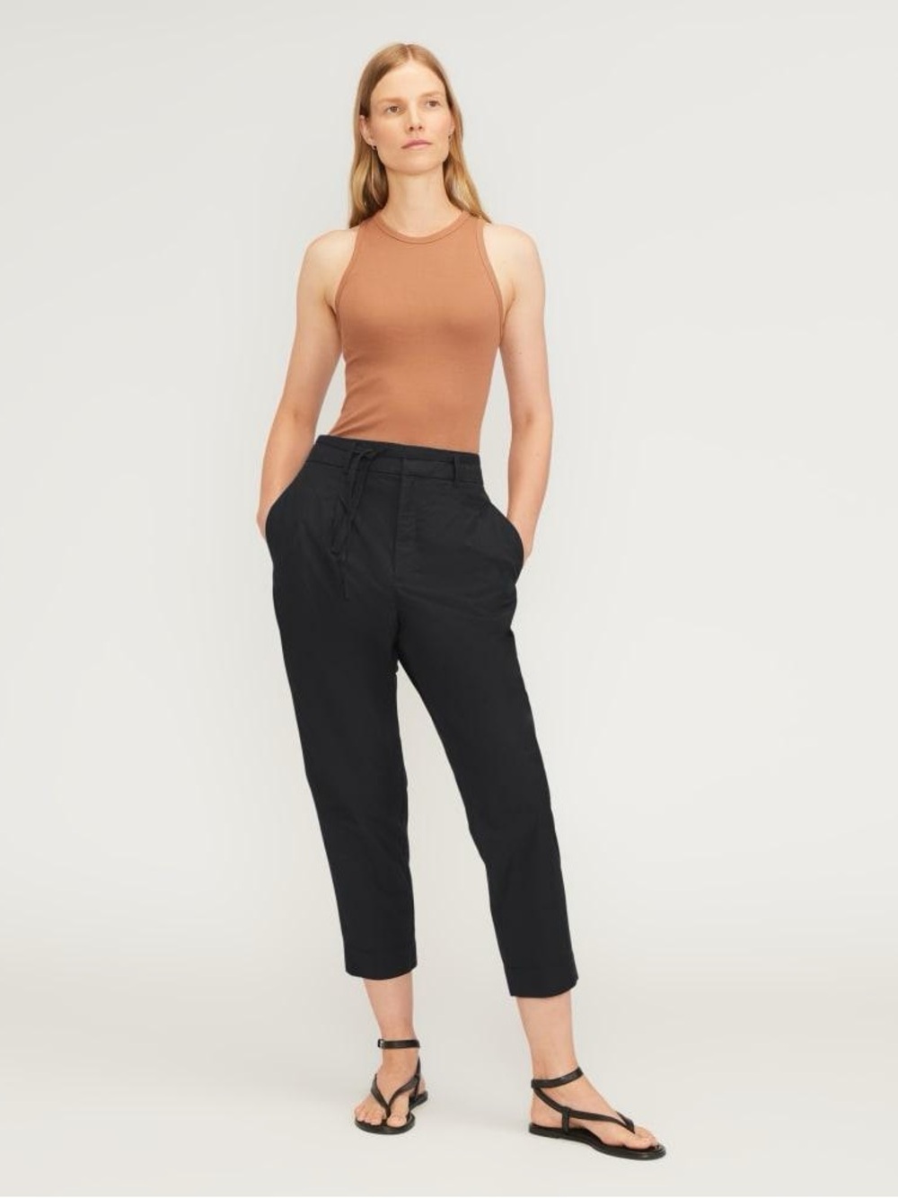 Everlane The Poplin Pleated Taper Pant Black Size 10 Cotton High Rise